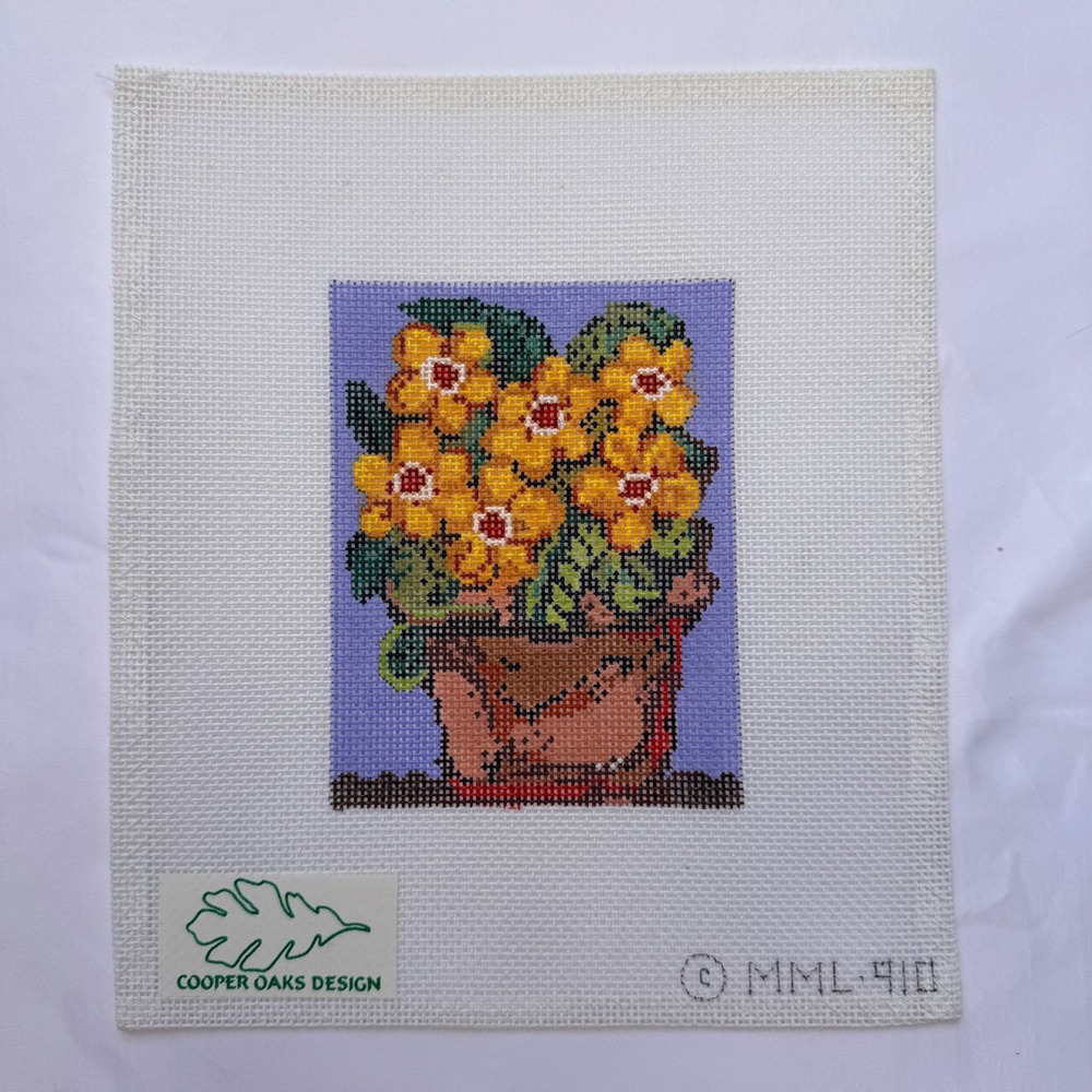 Vtg Flower Pot Hand Painted Needlepoint Canvas Cooper Oaks Design MML-910 Floral